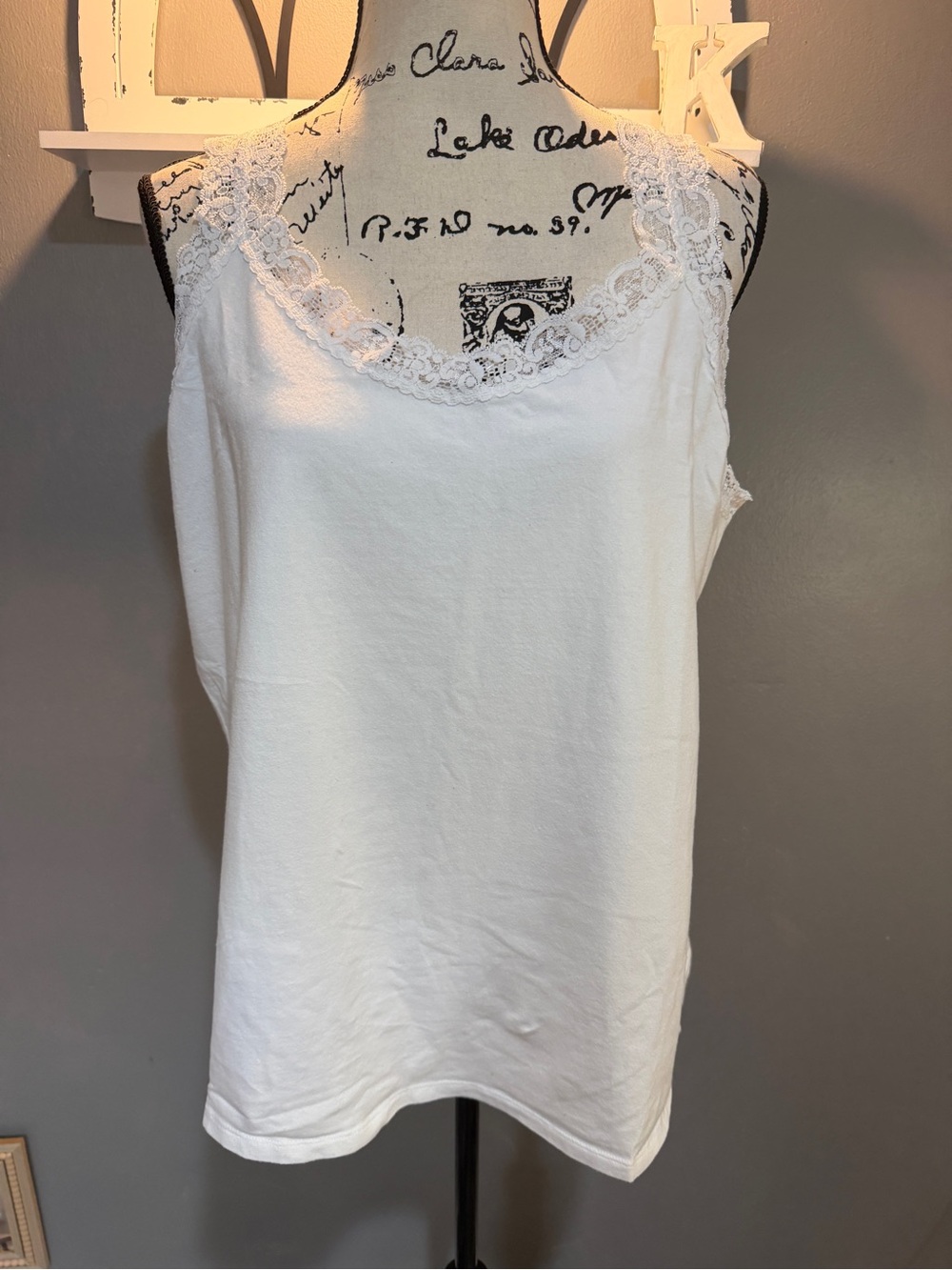 JUST MY SIZE WHITE LACE TRIM CAMISOLE  3X